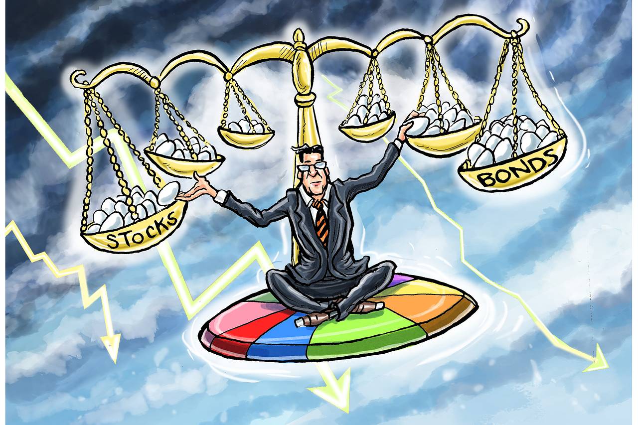 Stocks and Bonds scale illustration