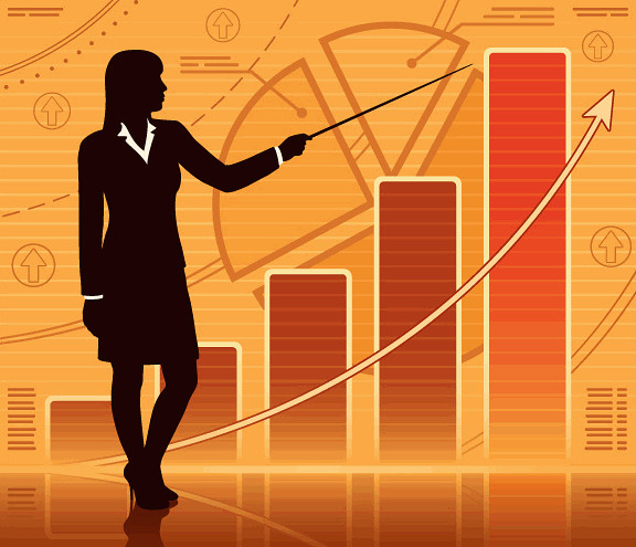 women investing chart graphic