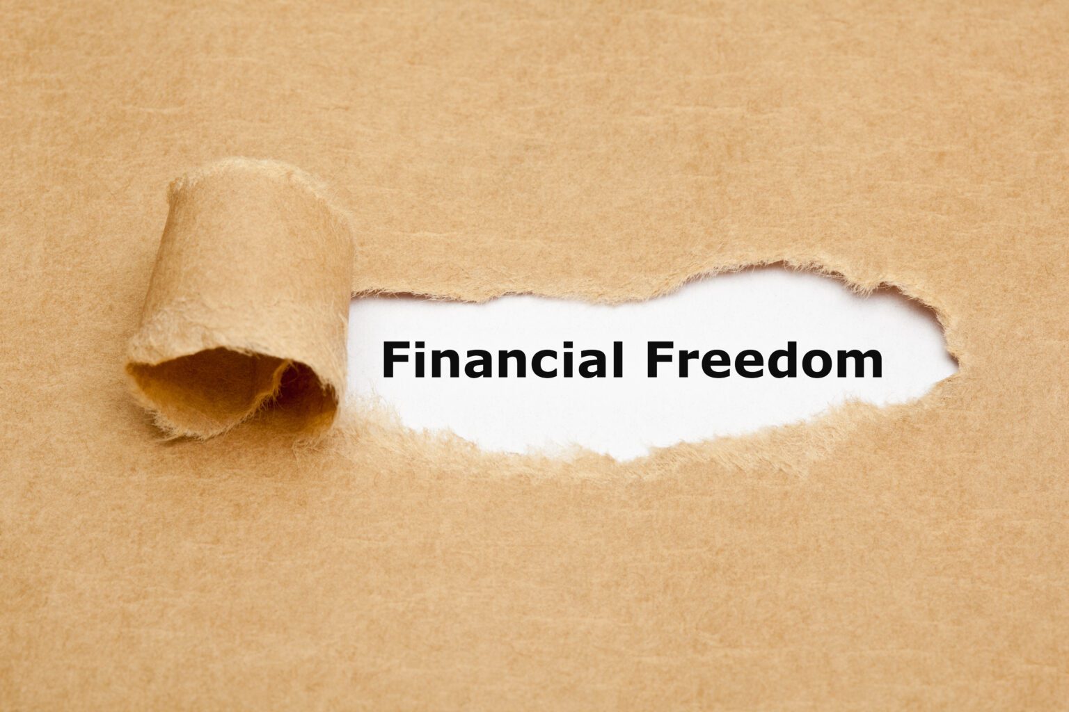 Financial Freedom written on a ripped paper
