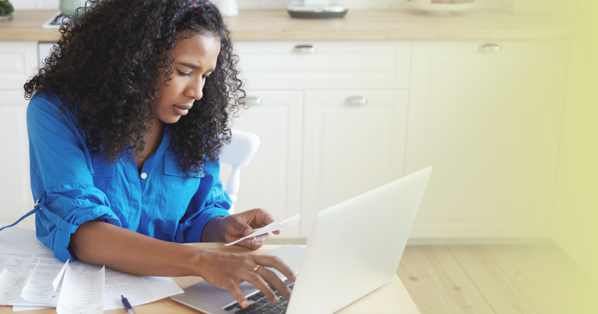 Woman reviowing retirement information on her computer