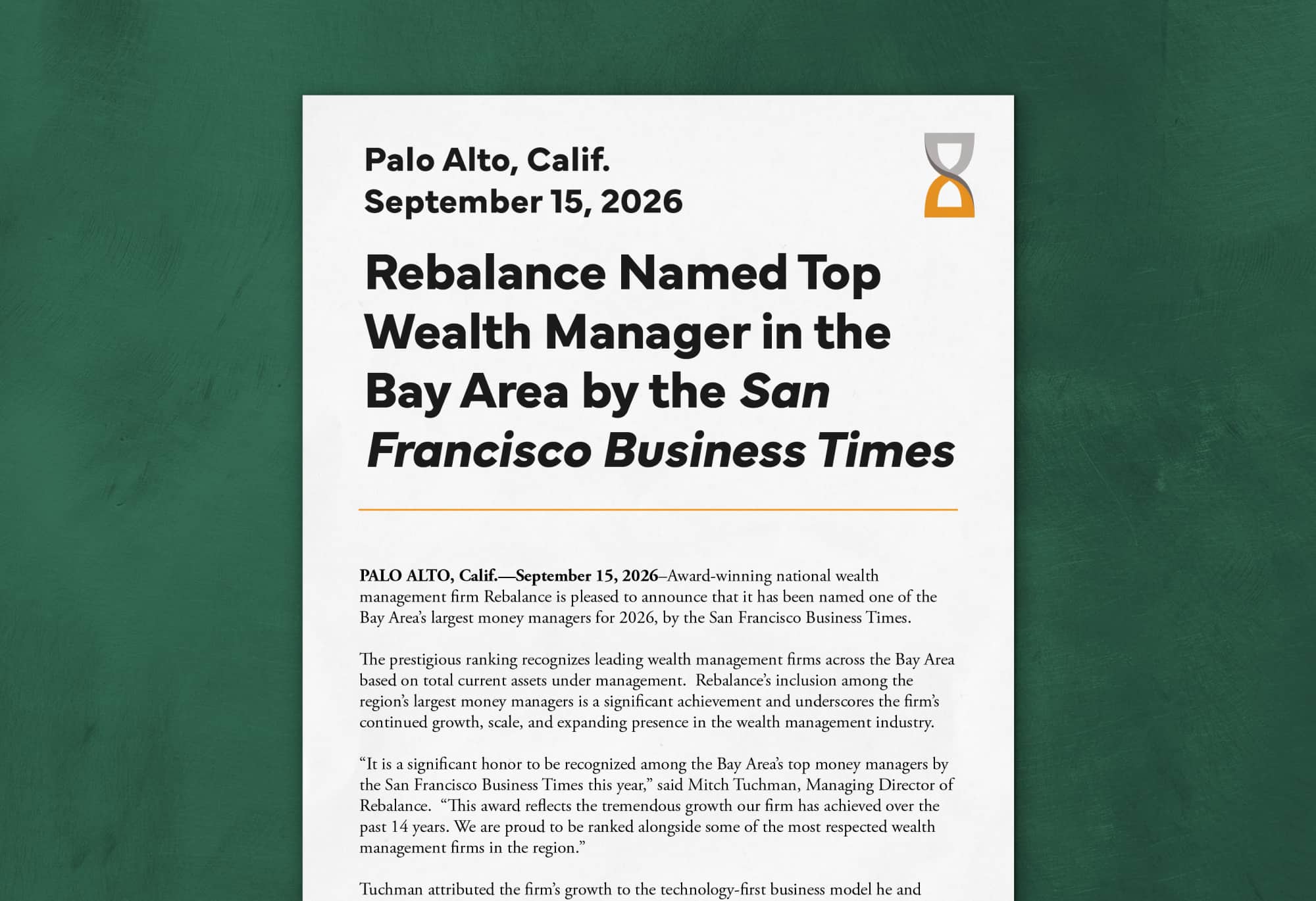 Press Release San Francisco Times 2026 for Rebalance360